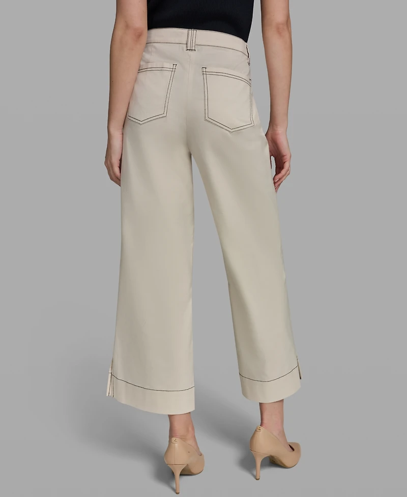 Karl Lagerfeld Paris Women's Contrast Stitch Ankle Pants