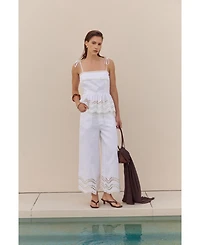 English Factory Women's Eyelet Peplum Sleeveless Top