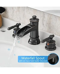 Phying Bathroom Faucets for Sink 3 Hole Orb 8 inch Widespread Bathroom Sink Faucet with Pop Up Drain Double Lever Handle Faucet