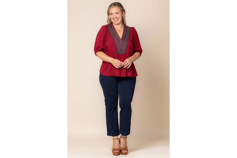 Kiyonna Plus Size Tacoma Trim Neckline Top