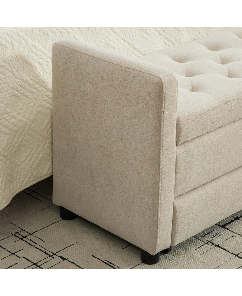 Streamdale Furniture 58.27" Modern Upholstered Storage Bench with Rolled Arms