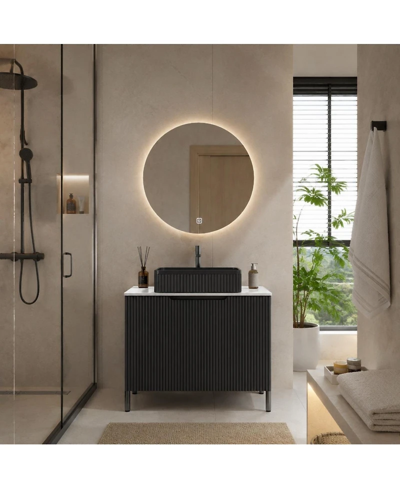 Phying 30 Inch Freestanding Bathroom Vanity with Sink Modern Bathroom Storage Cabinet with 2 Doors Countertop for Home Bathroom Decor