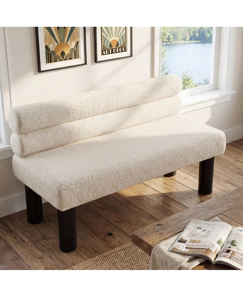 Streamdale Furniture Upholstered Dining/Entryway Bench Width Rubber Wood Legs