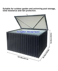 Mondawe Outdoor Metal Storage Box, 161 Gallon Deck Box for Patio Garden Storage