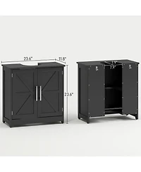 Sillysis 23.6 Inch Under Sink Vanity Cabinet with Adjustable Shelf, Farmhouse Barn Door Mdf Storage, Small Space Pedestal Organizer