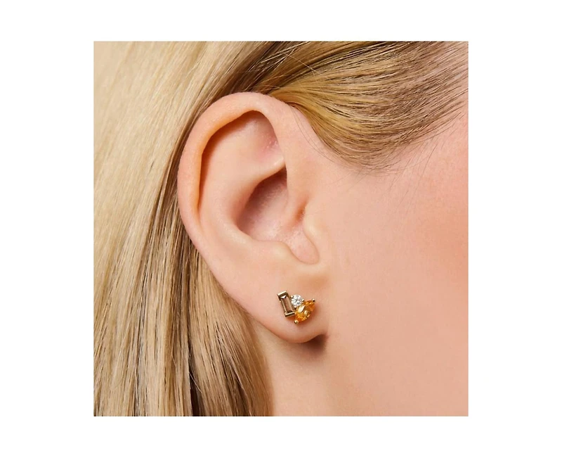 Little Sky Stone Seraphina Citrine Smoky Quartz Stud Earrings