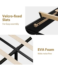 homfan Bed Frame Upholstered Platform Bed Frame with Adjustable Headboard Velvet Bed Frame with Metal Support No Box Spring Needed