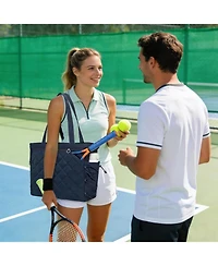 Xo Large Tennis Tote Bag, Water-Resistant Quilted Polyester, Holds 2-4 Rackets with Shoe Compartment for Tennis Pickleball