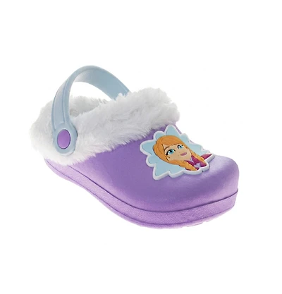Disney Girls' Frozen Anna and Elsa Clogs Fuzzy, Fleece Lined, and Warm Garden Shoes