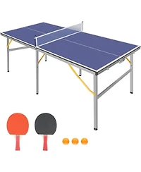 Xo 6x3 Ft Folding Ping Pong Table Set, Portable Table Tennis with Net, 2 Paddles and 3 Balls, Compact Indoor Outdoor Game Table for Adults Teens