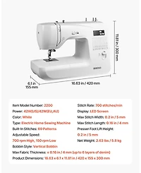 Sugift Computerized Sewing Machine with 60 Built-In Stitches, Led Display and Heavy-Duty Metal Frame