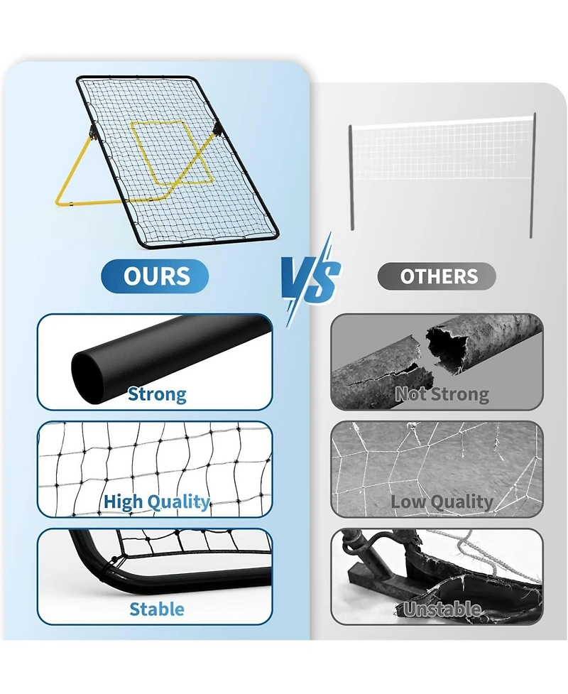 Xo Volleyball Rebounder Net, Adjustable Bounce Trainer for Serving Passing, Portable Foldable Training Net
