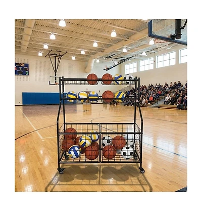 Xo Rolling Sports Equipment Organizer, Garage Ball Storage Rack with Wheels, Heavy Duty Cart for Balls, Toys and Gear Indoor Outdoor