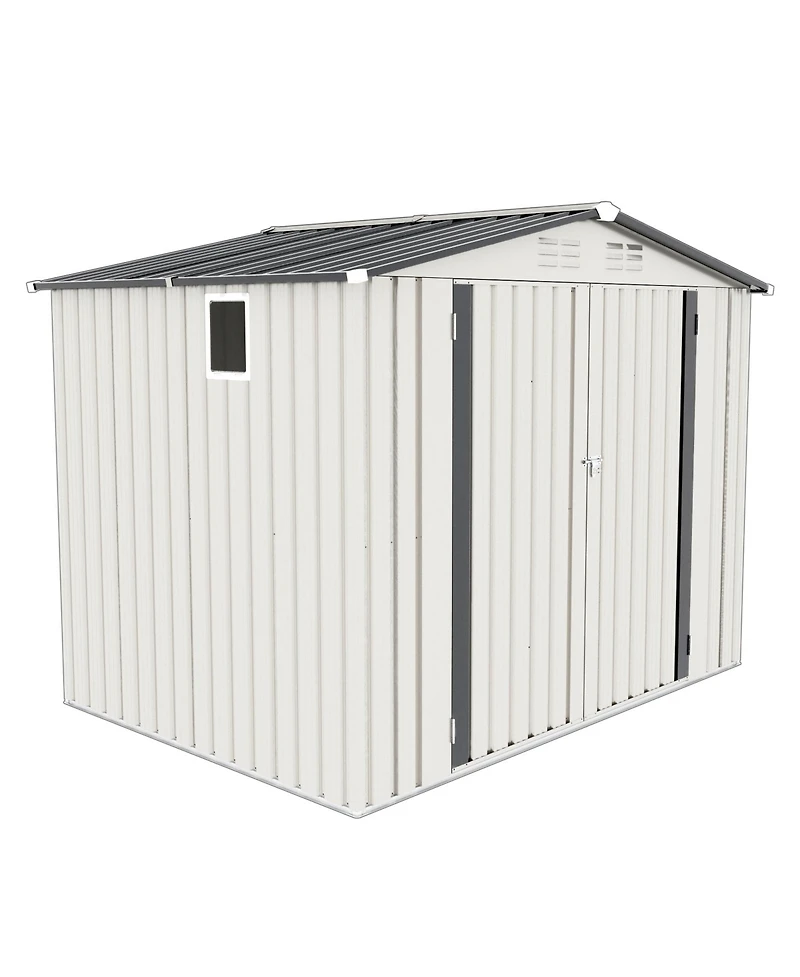Mondawe 8 x 6 Outdoor Metal Storage Shed with Side Window, Lockable Door, Garden Tool Shed