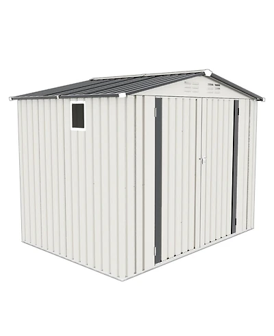Mondawe 8 x 6 Outdoor Metal Storage Shed with Side Window, Lockable Door, Garden Tool Shed