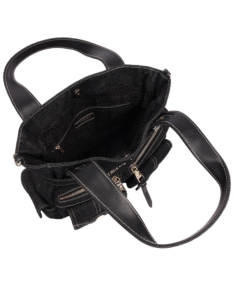 True Religion Women's Multi Pocket Denim Cinch Tote