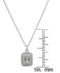 Macy's Lab-Grown White Sapphire (3-1/3 ct. t.w.) Duo Halo Octagon Pendant Necklace & Matching Earrings in Sterling Silver, 2-Piece Set