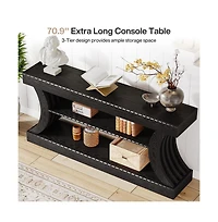 Tribesigns 70.9" Rectangle Wood Console Table with 3 Storage Shelves