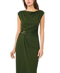 Msk Women's Sleeveless Boat-Neck Ponte-Knot Wrap Midi Dress