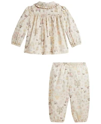 Polo Ralph Lauren Baby Girls' Bear Long-Sleeve Top and Pants, 2-Piece Set