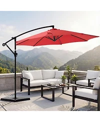Yiortwo 9.7 Feet Offset Patio Umbrella Cantilever Outdoor Sun Shade With Tilt