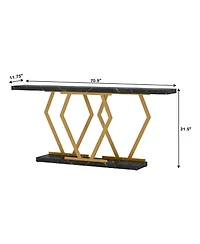 Slickblue Modern Entryway Console Table with Faux Marble Surface for Behind Sofa Use
