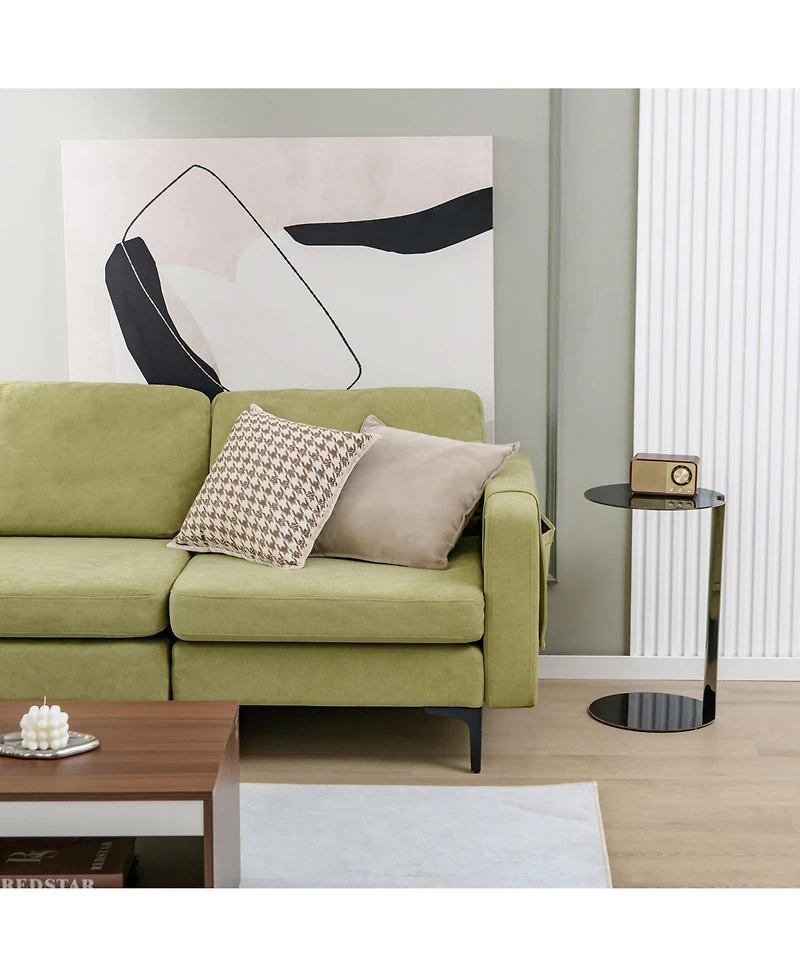 Slickblue Modern Loveseat Sofa with Side Storage Pocket