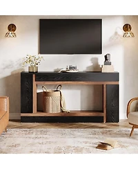 Slickblue 2-Tier Wooden Console Table, Rectangular Sofa Table for Entryway and Hallway