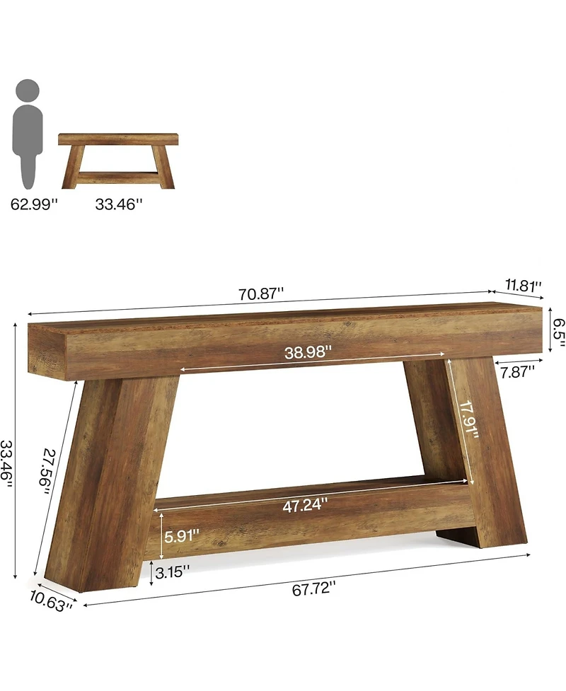 Slickblue 2-Tier Console Table with Open Shelf Storage for Entryway and Hallway