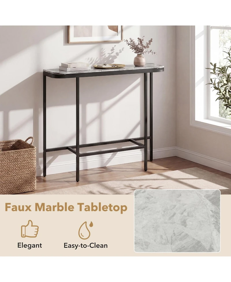 Slickblue Entryway Console Table with Faux Marble Top and Metal Frame