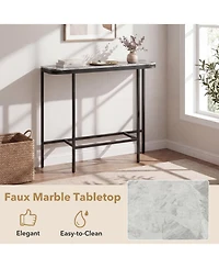 Slickblue Entryway Console Table with Faux Marble Top and Metal Frame