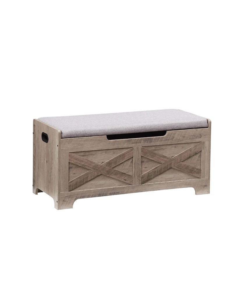 homfan Large Farmhouse Shoe Bench, Wood Storage Chest with Safety Hinge, Entryway Organizer for Bedroom or Living Room
