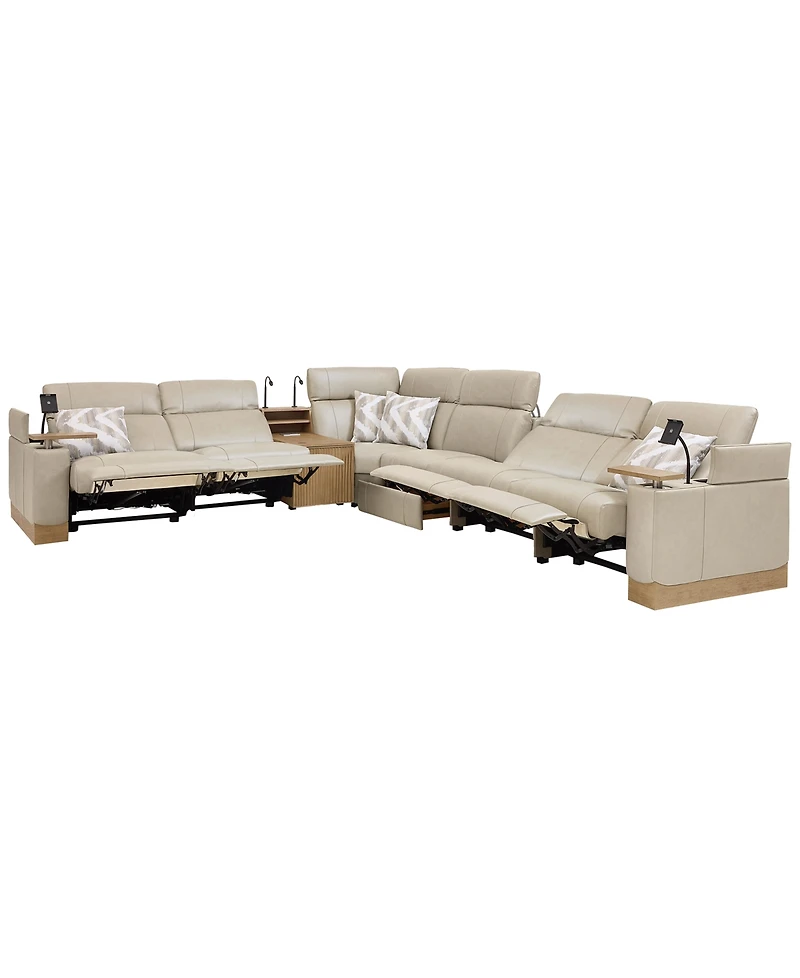 Maxyne 7-Piece L-Shape Sectional with 4 Power Motion Recliners and 1 Console, Macy's Exclusive