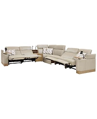 Maxyne 7-Piece L-Shape Sectional with 4 Power Motion Recliners and 1 Console, Macy's Exclusive