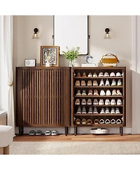 Slickblue Modern Shoe Cabinet with 6 Tier Adjustable Storage Shelves