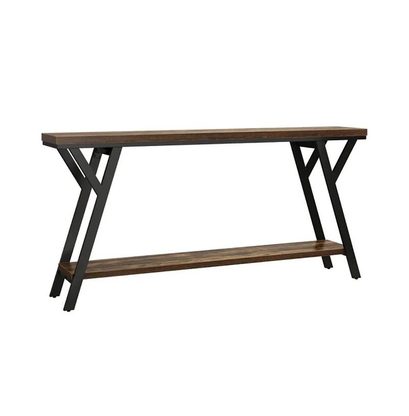Slickblue Industrial Sofa Console Table with 2-Tier Storage Shelf for Entryway