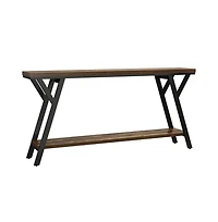 Slickblue Industrial Sofa Console Table with 2-Tier Storage Shelf for Entryway
