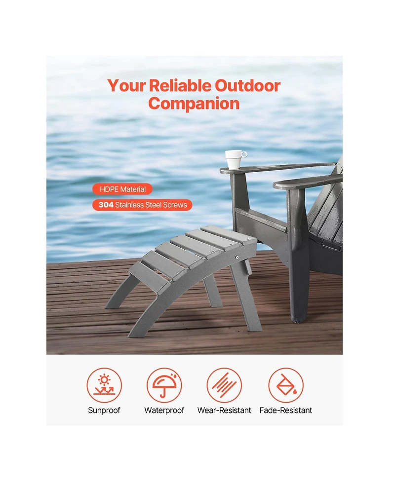 Cozito Adirondack Ottoman, Hdpe Folding Patio Foot Rest