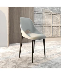 LeisureMod Amalfi Upholstered Fabric Dining Chair Set of 2 Modern Side with Iron Legs
