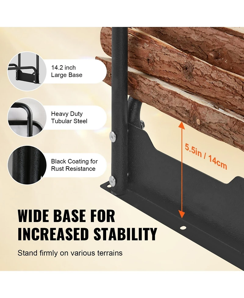 Cozito Firewood Rack with Water-Resistant Cover, 101 x 14 x 46 inches Outdoor Holder, 1/2 Cord
