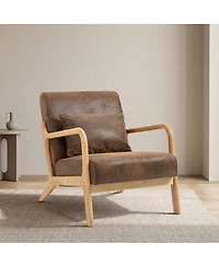Streamdale Furniture Mid-Century Modern Wood Frame Accent Chair with Waist Cushion