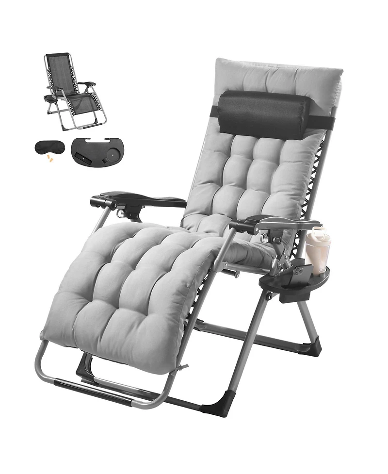 Cozito Zero Gravity Recliner Lounge Chair,Adjustable Folding Chair with Cushion and Cup Holder