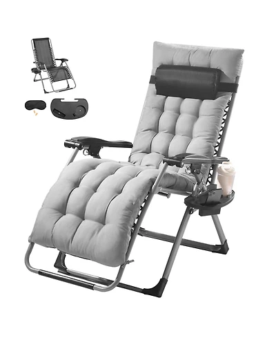 Cozito Zero Gravity Recliner Lounge Chair,Adjustable Folding Chair with Cushion and Cup Holder