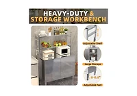 Aecojoy Stainless Steel Table with Cabinet 40"x20" Prep Table for Commercial Kitchen Countertop