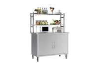 Aecojoy Stainless Steel Table with Cabinet 40"x20" Prep Table for Commercial Kitchen Countertop