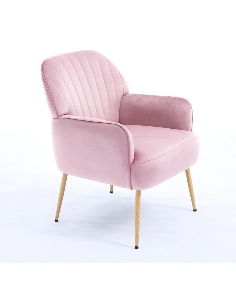 Streamdale Furniture Velvet Upholstered Accent Chair with Metal Legs