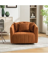 Streamdale Furniture Upholstered 360degree Swivel Barrel Chair and Half with 3 Pillows