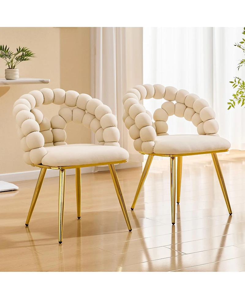 Streamdale Furniture Modern Velvet Bubble Back Dining Chairs with Legs, Set of 2