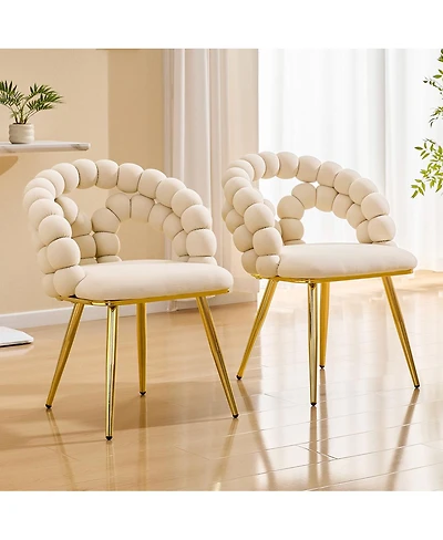 Streamdale Furniture Modern Velvet Bubble Back Dining Chairs with Legs, Set of 2