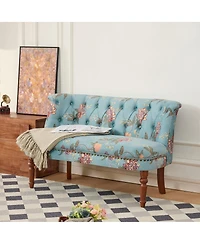 Streamdale Furniture Tufted Floral Accent Chair with Turned Wood Legs